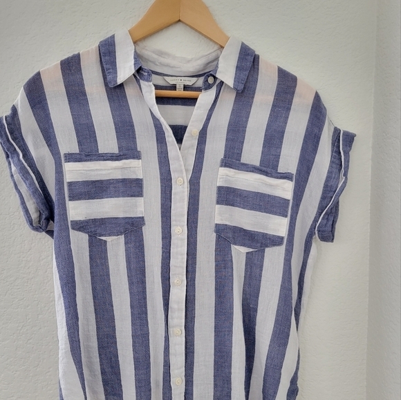 Lucky Brand Stripe Tie Back Blouse S - Picture 3 of 9